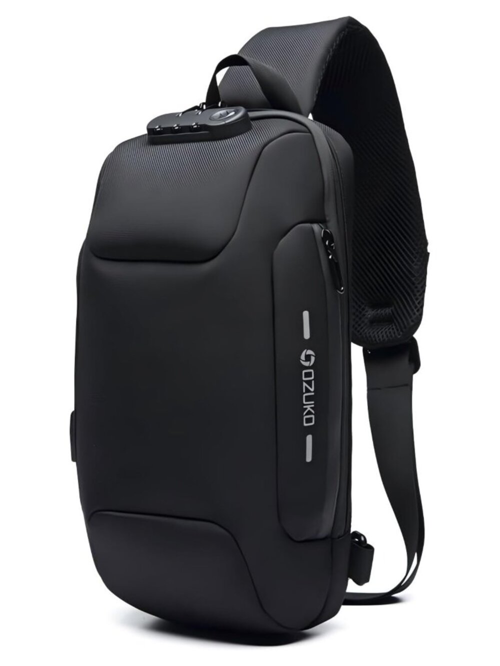 Men's Anti-Theft Crossbody Sling Bag USB Charging Lock